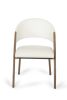 Set of Two Cream and Brown Upholstered Faux Leather Open Back Dining Arm Chairs