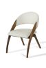 Set of Two Cream and Brown Upholstered Faux Leather Open Back Dining Arm Chairs