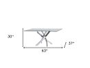 63" Clear And Silver Glass And Stainless Steel Pedestal Base Dining Table