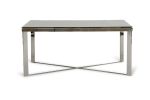 80" Clear And Silver Solid Wood And Stainless Steel Trestle Base Dining Table