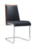 Set of Two Black and Silver Upholstered Faux Leather Dining Parsons Chairs