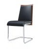 Set of Two Black and Silver Upholstered Faux Leather Dining Parsons Chairs