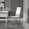 Set of Two White And Silver Upholstered Faux Leather Dining Side Chairs