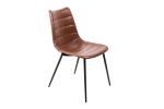 Set of Two Brown and Black Upholstered Faux Leather Dining Side Chairs
