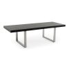 71" Black and Silver Wood and Stainless Steel Removable Leaf Sled Base Extendable Dining Table