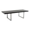 71" Black and Silver Wood and Stainless Steel Removable Leaf Sled Base Extendable Dining Table
