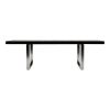 71" Black and Silver Wood and Stainless Steel Removable Leaf Sled Base Extendable Dining Table