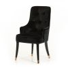 Black Upholstered Velvet Wing Back Dining Arm Chair