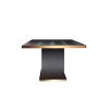 95" Black and Gold Wood Pedestal Base Dining Table