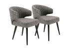 Gray and Black Upholstered Fabric Wing Back Dining Arm Chair