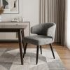 Gray and Black Upholstered Fabric Wing Back Dining Arm Chair