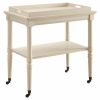 30" Antiqued White Wood Rolling Bar Cart
