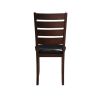 Set of Two Black And Brown Faux Leather Wood Slat Back Dining Side Chairs