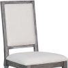 Set of Two Cream and Gray Upholstered Linen Dining Side Chairs