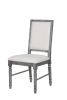 Set of Two Cream and Gray Upholstered Linen Dining Side Chairs