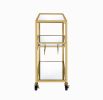 40" Clear and Gold Glass and Iron Rolling Prep Table
