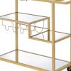 40" Clear and Gold Glass and Iron Rolling Prep Table