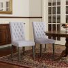 Set of Two Tufted Gray Upholstered Fabric Dining Side Chairs