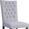 Set of Two Tufted Gray Upholstered Fabric Dining Side Chairs