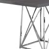 48" Taupe And Silver Metal Dining Table