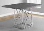 48" Taupe And Silver Metal Dining Table
