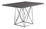48" Taupe And Silver Metal Dining Table