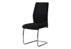 Set of Two Black And Silver Upholstered Velvet Dining Side Chairs