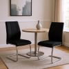Set of Two Black And Silver Upholstered Velvet Dining Side Chairs