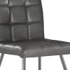Set of Two Tufted Gray And Silver Upholstered Faux Leather Dining Side Chairs