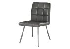 Set of Two Tufted Gray And Silver Upholstered Faux Leather Dining Side Chairs