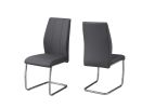 Set of Two Gray And Silver Upholstered Faux Leather Dining Side Chairs
