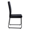 Set of Two Black Upholstered Faux Leather Dining Side Chairs