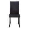 Set of Two Black Upholstered Faux Leather Dining Side Chairs