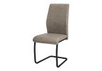 Set of Two Taupe And Black Upholstered Polyester Slat Back Dining Side Chairs
