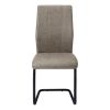 Set of Two Taupe And Black Upholstered Polyester Slat Back Dining Side Chairs