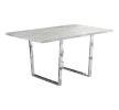 59" Gray And Silver Metal Sled Base Dining Table
