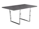 59" Dark Gray And Silver Wood Sled Base Dining Table
