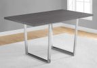59" Dark Gray And Silver Wood Sled Base Dining Table
