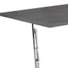 59" Dark Gray And Silver Wood Sled Base Dining Table