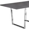 59" Dark Gray And Silver Wood Sled Base Dining Table