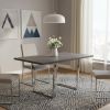 59" Dark Gray And Silver Wood Sled Base Dining Table