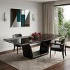 98" Dark Brown Solid Wood Self-Storing Leaf Pedestal Base Dining Table