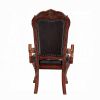 Set of Two Brown Upholstered Faux Leather Queen Anne Back Dining Arm Chairs
