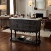 18" X 48" X 36" White Marble Weathered Espresso Wood Server