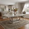 44" Off White Solid Wood Pedestal Base Dining Table