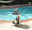 Chrome Round Two Tier Rolling  Serving Or Bar Cart