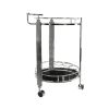 Chrome Round Two Tier Rolling  Serving Or Bar Cart