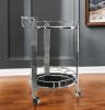 Chrome Round Two Tier Rolling  Serving Or Bar Cart