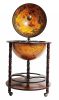 22" Brown Solid Wood Round Rolling Bar Cart