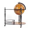32" Brown Solid Wood Oval Rolling Bar Cart With Wine Storage